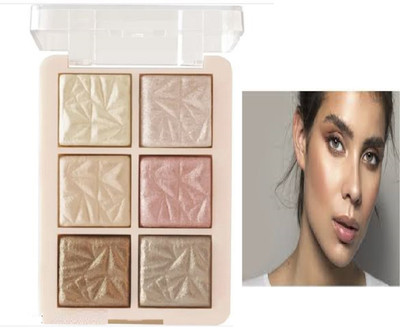 Luipui 6 COLOR HIGHLIGHTER SHIMMER PALETTE MAKEUP Highlighter(MULTICOLOR)