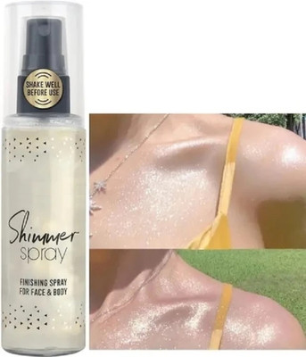Bijlan Cosmetic Shine Shimmer Spray Liquid Highlighter For Face Glow Face Hair And Body Highlighter(SILVER)