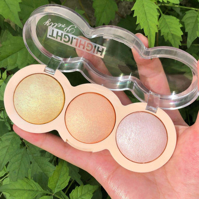 WOONGMI 3 Color illuminating Backed Highlighter Easy-to-blend Formula  Highlighter(Multi Color)