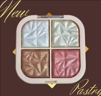 Velvet Vanity 4-Color Shimmer Highlighter Palette for Glowing Finish  Highlighter(light green, bruan, sky blue, light pink)