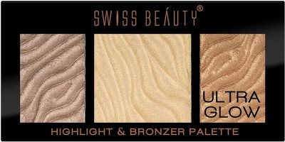 SWISS BEAUTY Lightwight Ultra Glow Bronzer & Highlighter Palette for Makeup - e Highlighter(Shade - 02)