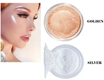 JANOST Shimmer Finish Gold & Silver Highlighter Powder Pack Of 2 Highlighter(Gold, Silver)