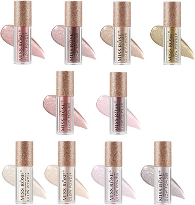 MISS ROSE Glitter Glow Powder 7001-006M Mix Any 10 Shades of Different Colors. Highlighter(Gold)