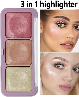 AEPRUY 3 In 1 Glow Highlighter Powder| Highly Pigmented Highlighter Palette Highlighter(Multicolor)