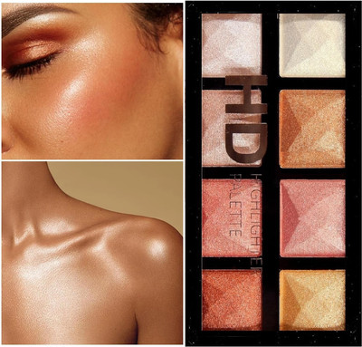 NADJA Highlighter Palette Shimmer Highlighter Powder Suit All Skin Tones Highlighter(MULTI COLOR)