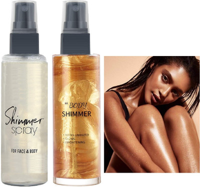 Arcanuy Combo Ultra Smooth Shine Waterproof Face And Body  Highlighter(gold and silver)