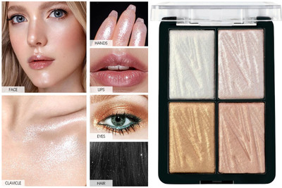 Sheny 4 color highlighter palette with easy application multi-shade highlighter Highlighter(MULTICOLOR)