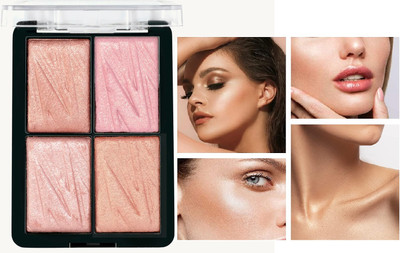 YAWI 4 Shade Shimmer Highlighter Palette for Radiant Glowing Makeup Look  Highlighter(Multicolour)