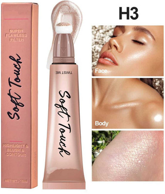 Cosluxe Liquid Highlighter Stick with Cushion Applicator, Long Lasting Natural Matte Highlighter(Finish Silky Cream Face Highlighter and Bronzer Stick H3)