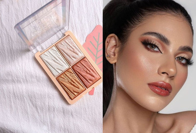 Emijun 4 Shade illuminating and Blusher Palette Highlighte Highlighter(multi color)