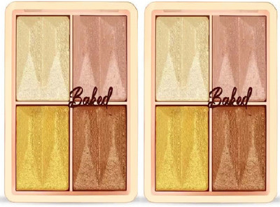 EVERERIN 4 Shades Shimmer Blusher And Highlighter Palette For Face Makeup Highlighter(multicolor)