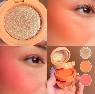 MYEONG 3 in 1 Blusher + Highlighter+Eyeshadow With Mini Compact Palette Highlighter(Multcolor)