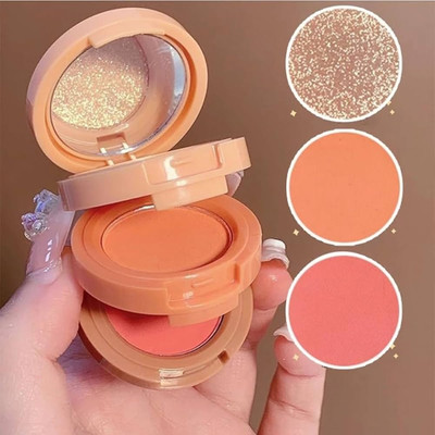Jiwoo 3 in 1 for a Redness and Glowing Look blusher + highlighter(MULTICOLOUR)