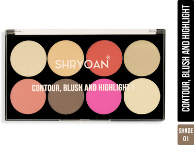 Shryoan Contour Blush and Highlighter 8 Color Palette | Highly Pigmented & Long Lasting Highlighter(Multicolor 01)