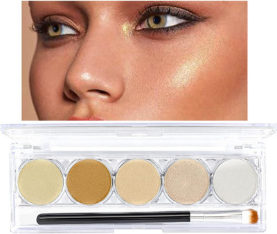 Arcanuy 5 multi color shimmery shiny highlighter palette Highlighter(MULTICOLOR)