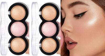 THTC Combo Highlighter Easy-to-blend 3 Color Backed Highlighter(multi colour)
