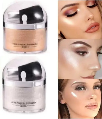 THTC 3D Shimmery Shiny & Shiny Face Makeup Highlighter For Professional Look Highlighter(gold, silver)