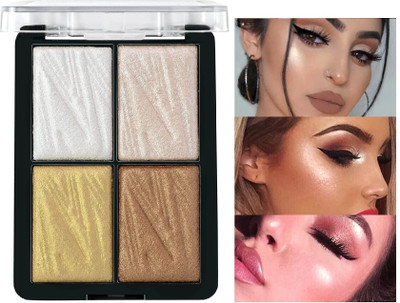 Arcanuy 4 SHADES SHIMMER SHINE ILLUMINATOR HIGHLIGHTER PALETTE Highlighter(MULTICOLOR)
