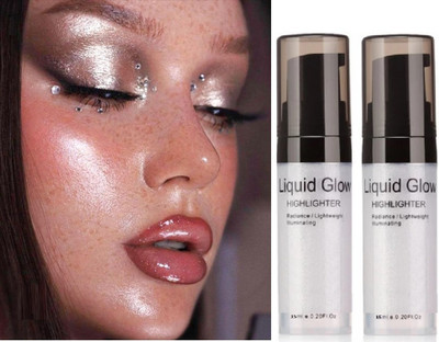 HUZURLU Professional Smooth Shine illuminator Face Highlighter 3D glow 30 ml Highlighter(SILVER)