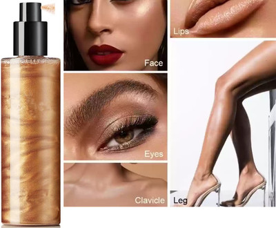 AFARAXIA New Gold Shimmer highlighter Spray - lightwet Glitter Makeup look Highlighter(Gold shimmer)