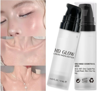YAWI Glow Liquid Highlighter|Lightweight with Shimmer Finish Face & Body Highlighter(Silver)