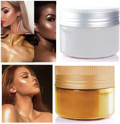 MYEONG Shimmer Illuminator Highlighters for a Glowing Look Highlighter(Silver, Gold)