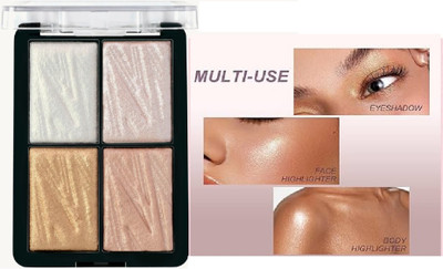 YAWI 4 Shade Highly-Pigmented Powder  Highlighter(Multicolour)