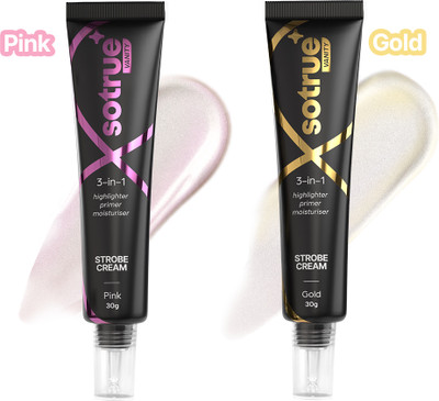 Sotrue Strobe Cream Gold & Pink for Face Radiance, Multipurpose Strobe Cream Highlighter(Pink & Gold)