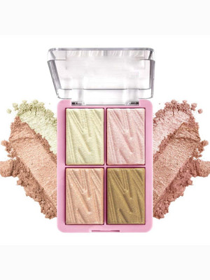 EVERERIN 4 in 1 Simmer Powder Blusher and Highlighter Palette Long lasting for Makeup Highlighter(multicolor)