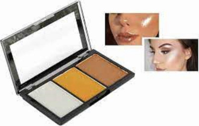 Luipui 3 in 1 bronzing palette makeup Highlighter(MULTICOLOR)