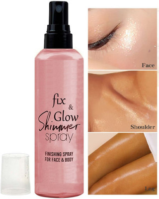 MYEONG Moisturizing Body Highlighter Smooth Shimmer Bronzer Glow Liquid Spray Face Highlighter(Rose Pink)