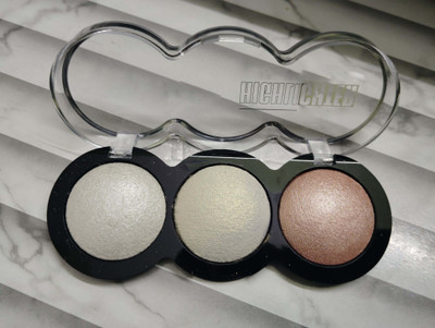 EVERERIN 3 shades Shimmer Highlighter Powder Palette long lasting & waterproof Highlighter(multicolor)