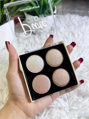 MYEONG 4 Color Metallic Shimmer Highlighter Palette Highlighter(Multi Shade)