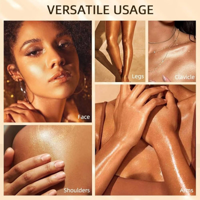 GABBU KOREAN SHIMMERY LONG LASTING GOLDEN POWDERY HIGHLIGHTER  Highlighter(Silver, Gold)