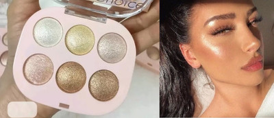 EVERERIN 6 Shades simmer Baked Face Highlighter Palette Highlighter(multicolor)