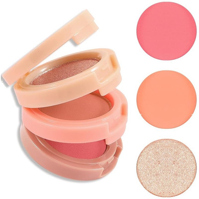 MYEONG 3 In 1 Long Lasting HD Baked Blusher Mini Palette Highlighter(Multi Shade)