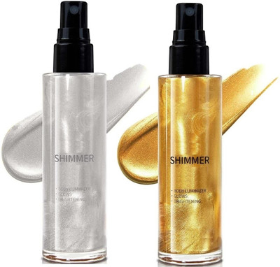 Latixmat Ultra Smooth Shine Waterproof Face And Body Highlighter 3D glow shine Highlighter(GOLD, SILVER)