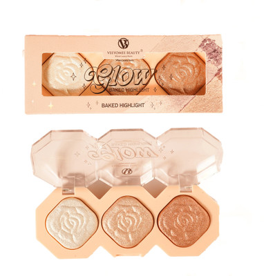 Veeyomee Beauty 3 color Glow Baked Highlight palette Highlighter(Multi 01)