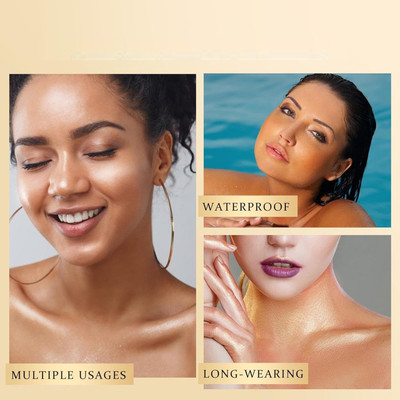 YAWI Liquid Waterproof Highlighter Long Lasting Cream Highlighter with Shimmer Finish Highlighter(COPPER)