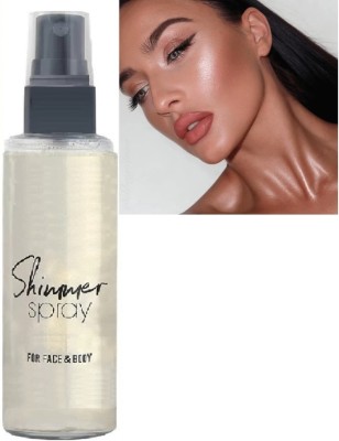 Jiwoo Long lasting Shimmer Spray Liquid Highlighter For Face Glow Face Hair And Body Highlighter(Silver)