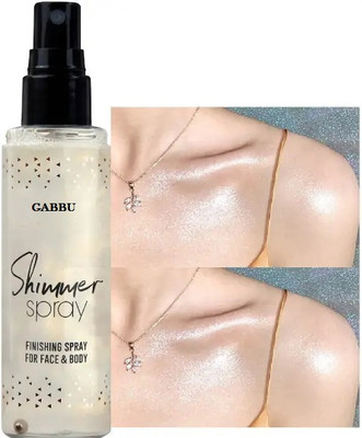 GABBU Silver Color Glitter Spray Shimmer Spray For Hair and Body Highlighter(Silver)