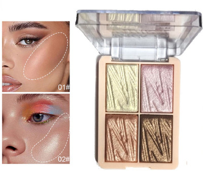Neycare 4 Colour Highlighter Palette | Ultra Blendable & Long Lasting | Blinding Glow Highlighter(multi color)