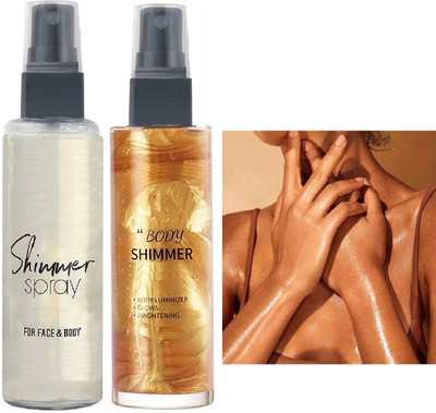 Yuency Combo Ultra Smooth Shine Waterproof Face And Body  Highlighter(golden / silver)