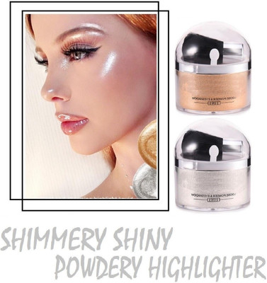 YAWI LOOSE POWDER Highlighter (Silver) 2 IN 1 WHITENING {Gold} Pack Of 2 Highlighter(GOLD, SILVER)