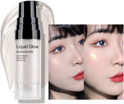 WOONGMI Liquid Highlighter Makeup High Glossy Pearlescent Body Face Shimmer Shine Highlighter(SILVER)