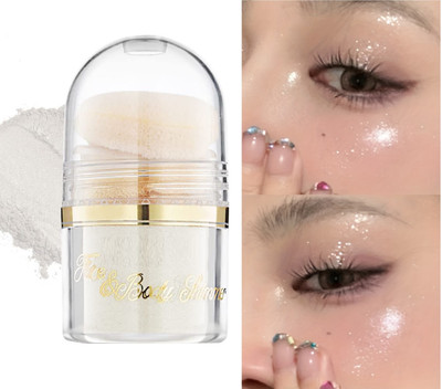 GABBU Illumination Face White Highlighter & Glitter Powder with Purff Highlighter(Silver)