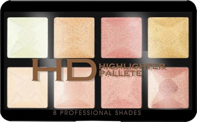 USBK 8 SHIMMER & SHINY COLORS HIGHLIGHTER & BRONZER PALETTE Highlighter(MULTI-COLOR)