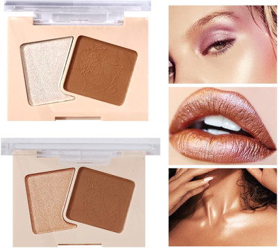 Neycare ULTRA PRO HD 2 IN 1 ULTRA REVOLUTIONARY HIGHLIGHTER+CONTOUR PALETTE COMBO Highlighter(MULTISHADES)