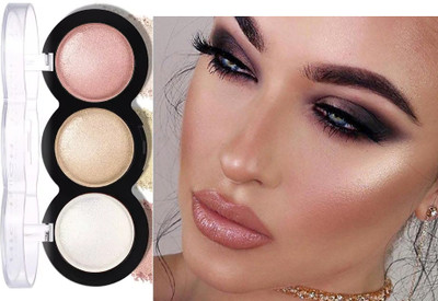 ADJD 3 in 1 Blush and Highlighter Powder Palette Highlighter(MULTI COLOUR)