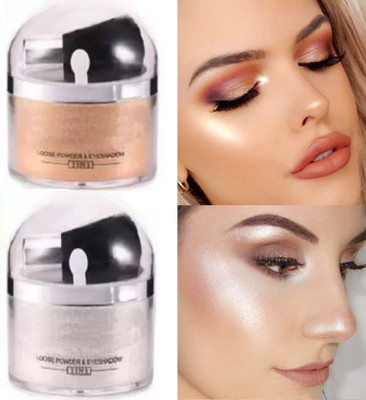 GFSU - GO FOR SOMETHING UNIQUE NEW ILLUMINATOR SHIMMER SHINY GLOW FACE MAKEUP POWDERY GOLD & SILVER HIGHLIGHTER Highlighter(Golden, Silver)
